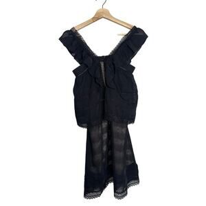 Elliatt Black View Dress Lace Trim Ruffle Maxi Evening XS